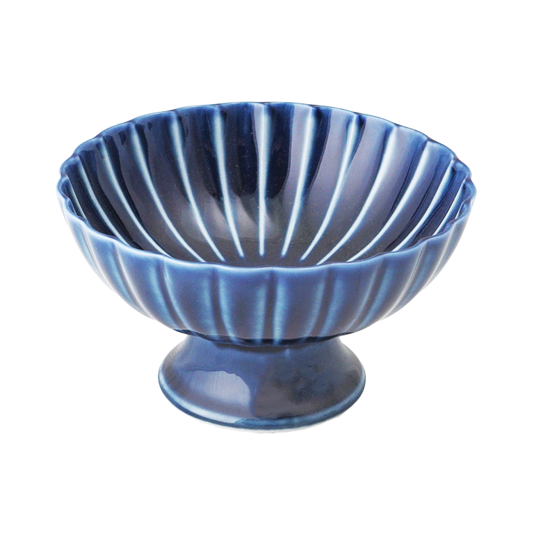 青いガラスボウル ナス
