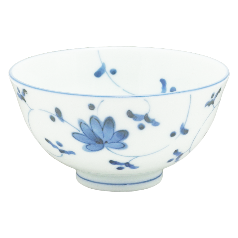 花唐草(ブルー) ゆらぎ茶碗 - すべての商品 - 食器 HatsuZan Online Shop