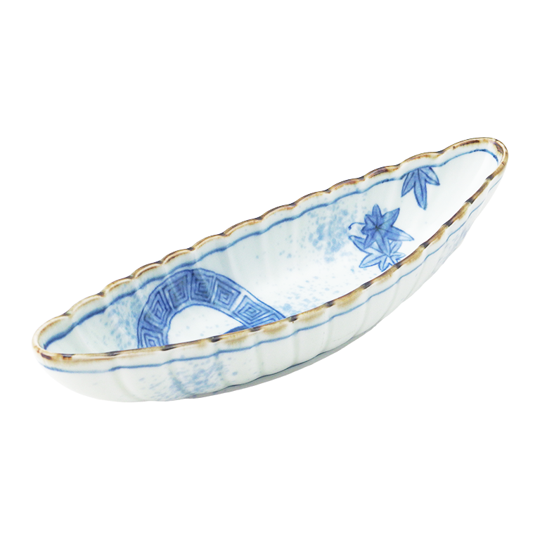 染付春秋丸紋 菊型前菜皿 - すべての商品 - 食器 HatsuZan Online Shop