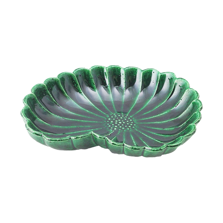 珍味入れ　緑交趾菊葉珍味入れ10客 緑交チ菊の葉型珍味入れ10客 秋の器 秋におすすめの器」紹介