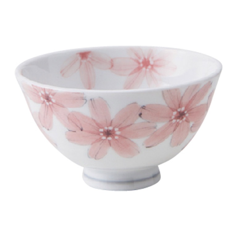 色鮮やかな花柄の茶碗 藍花 飯碗 花柄 陶器 波佐見焼 （ 食洗機対応 電子レンジ対応