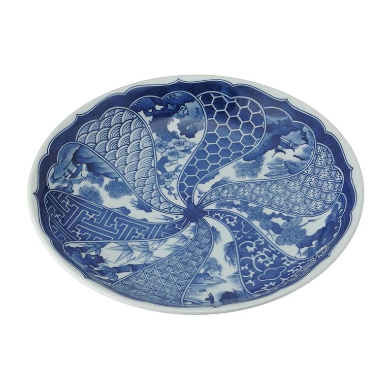 祥瑞舟絵中皿　骨董/磁器　永楽妙全　作 10客売り おまめさん専用 祥瑞舟絵中皿 骨董/磁器 永楽妙全 作 10客売り おまめさん