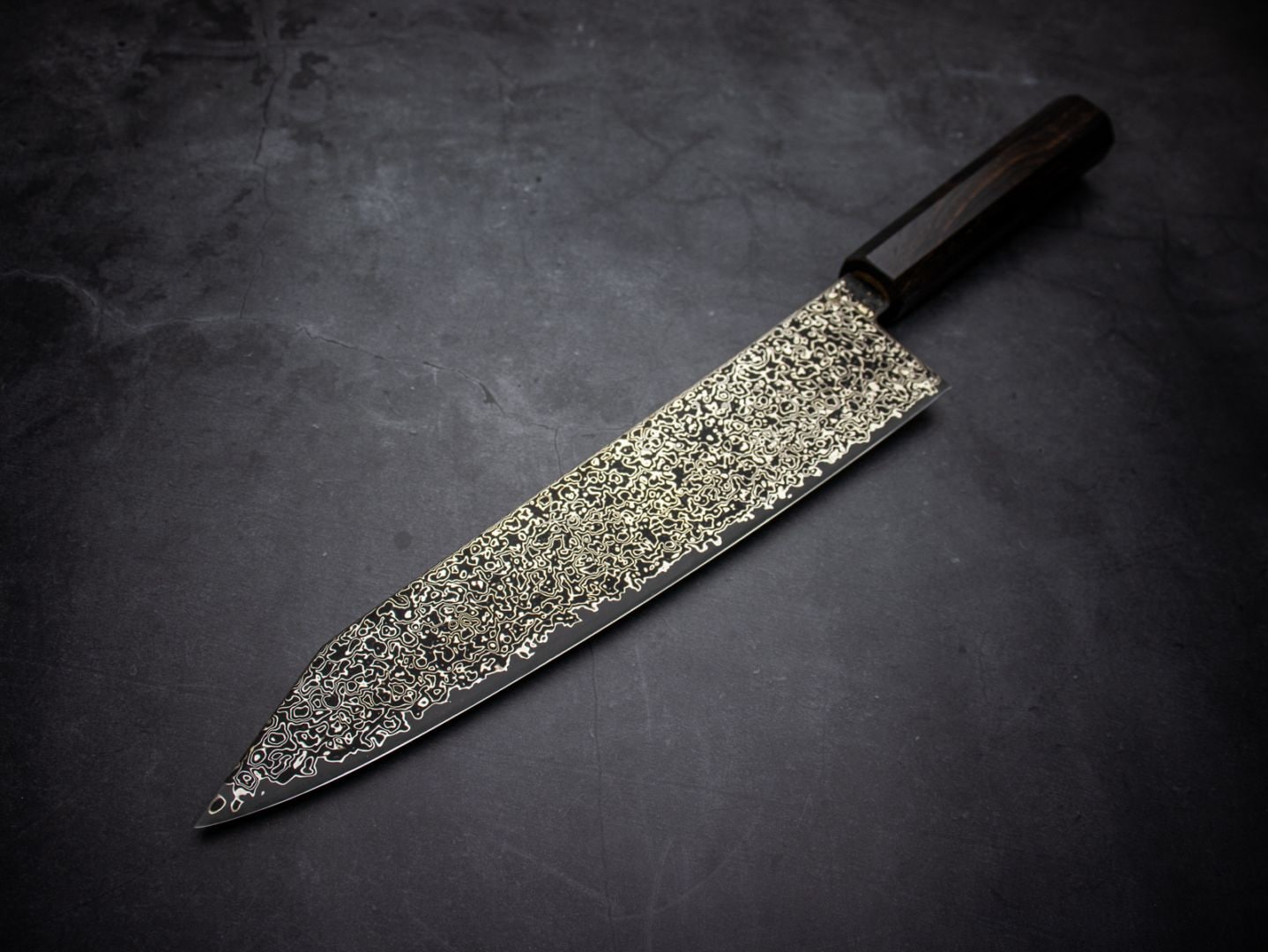 美濃國山秀作 3017b 和牛刀 240mm SG2 黒染 ニッケルダマスカス 両刃