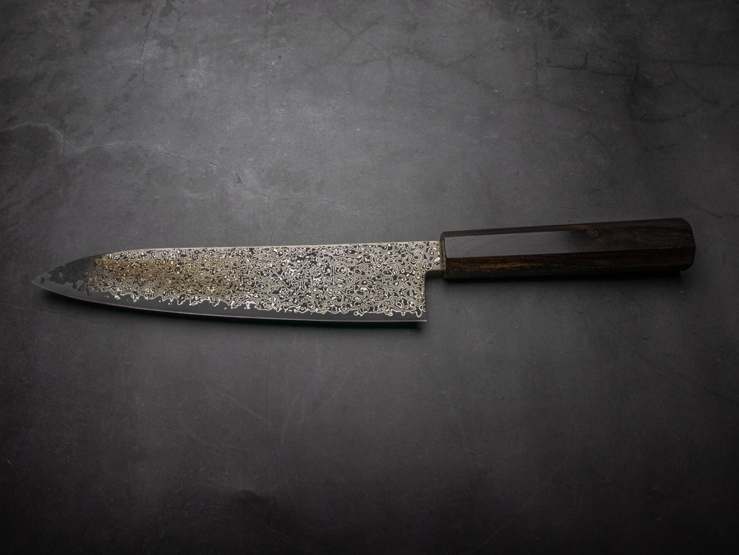 美濃國山秀作 3018b 和牛刀 210mm SG2 黒染 ニッケルダマスカス 両刃