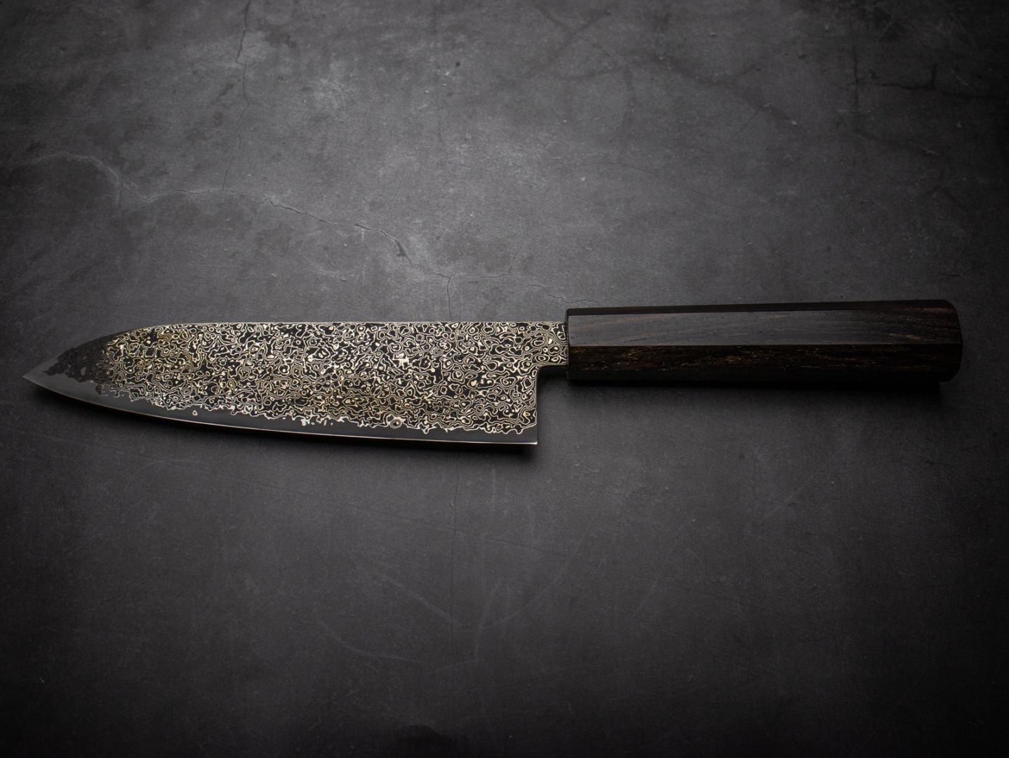 美濃國山秀作 3019b 和三徳 180mm SG2 黒染 ニッケルダマスカス 両刃