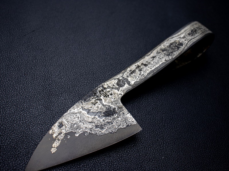 刀匠 高羽弘宗 作 手ノ内 140層ダマスカス 70mm Takaba Handmade Knife