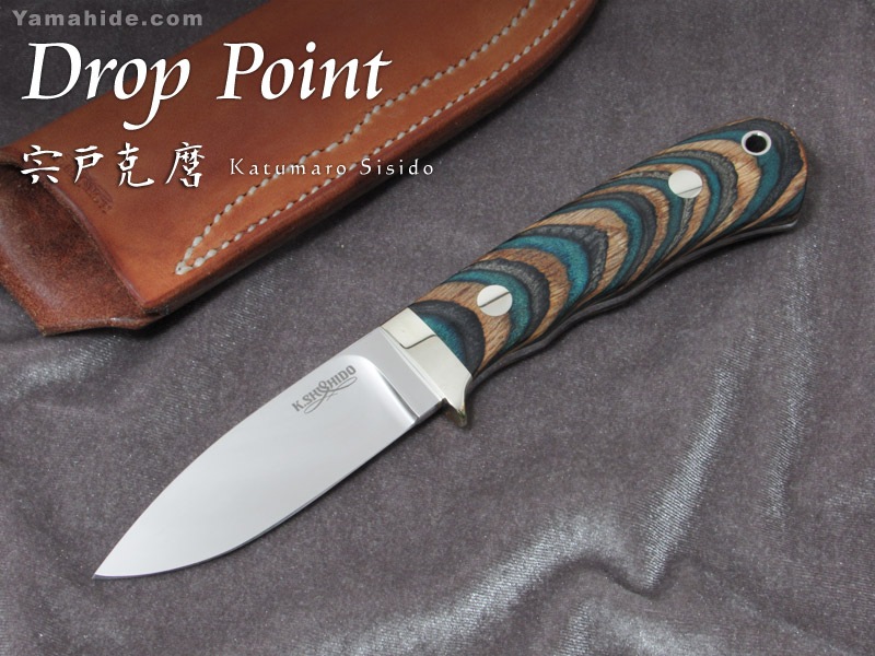 山秀 宍戸 克麿 作 9103 ドロップポイント 3 1 2インチ Vg 10 ラミネートウッド シースナイフ Katsumaro Shishido Drop Point Custom Knife