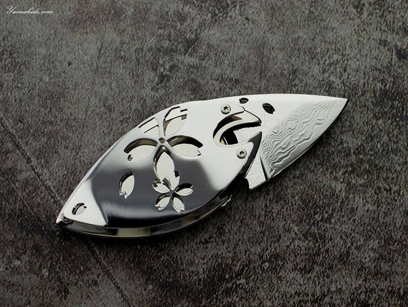 原 龍一 作 花王 ミラー 花 ピンク VG-10 ダマスカス 折りたたみナイフ