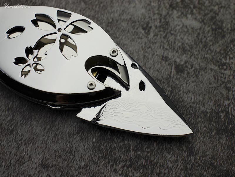 原 龍一 作 花王 ミラー 花 ピンク VG-10 ダマスカス 折りたたみナイフ