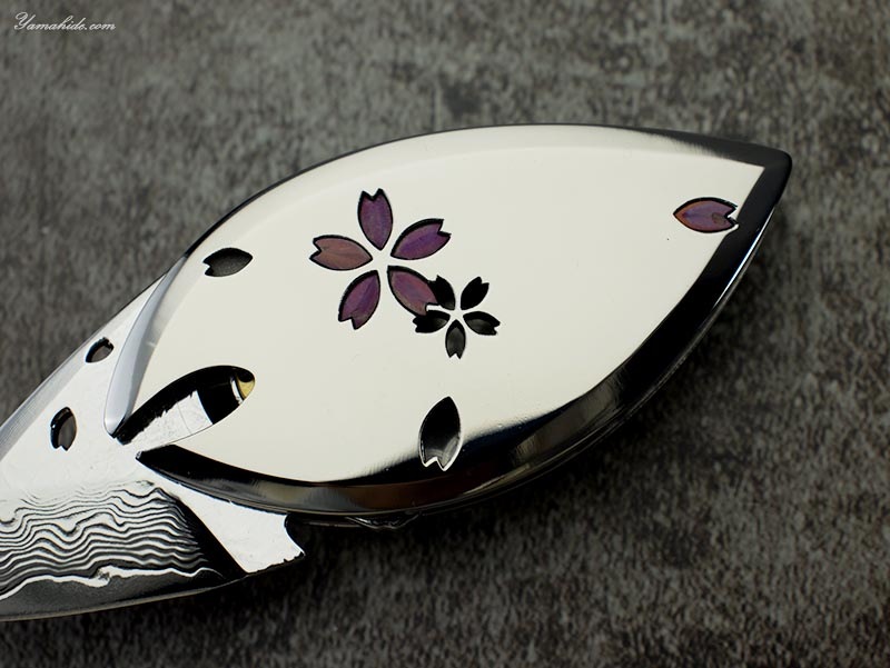 原 龍一 作 花王 ミラー 花 ピンク VG-10 ダマスカス 折りたたみナイフ