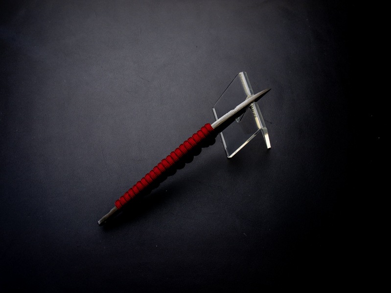 刀匠 高羽弘宗作 17cm 鍛造ナイフ 赤糸巻柄 工芸小刀 Swordsmith Takaba's