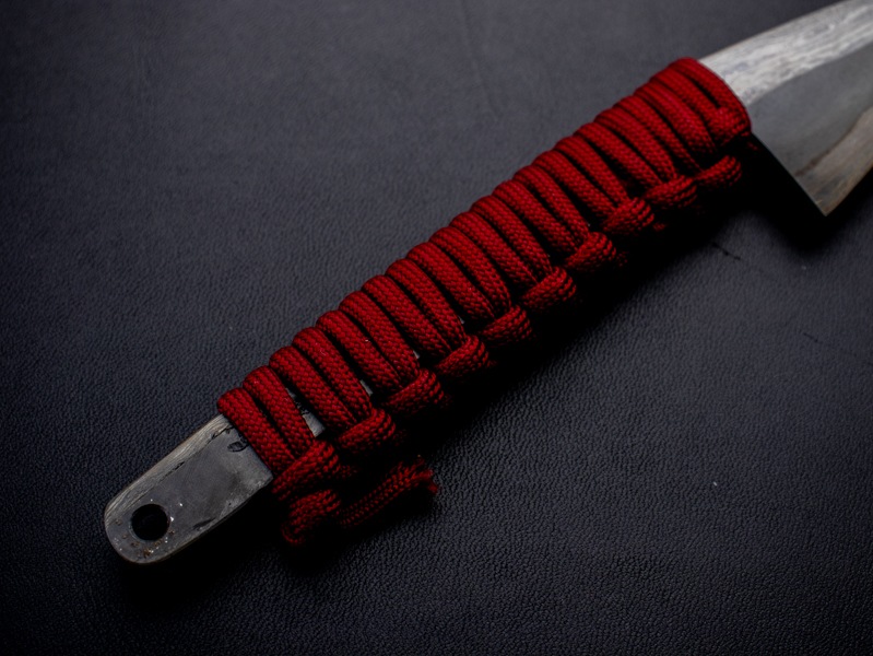 刀匠 高羽弘宗作 17cm 鍛造ナイフ 赤糸巻柄 工芸小刀 Swordsmith Takaba's