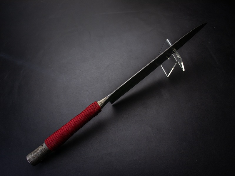 刀匠 高羽弘宗作 雅 牛刀 8寸 共柄 赤糸巻 ダマスカス 工芸包丁 高級