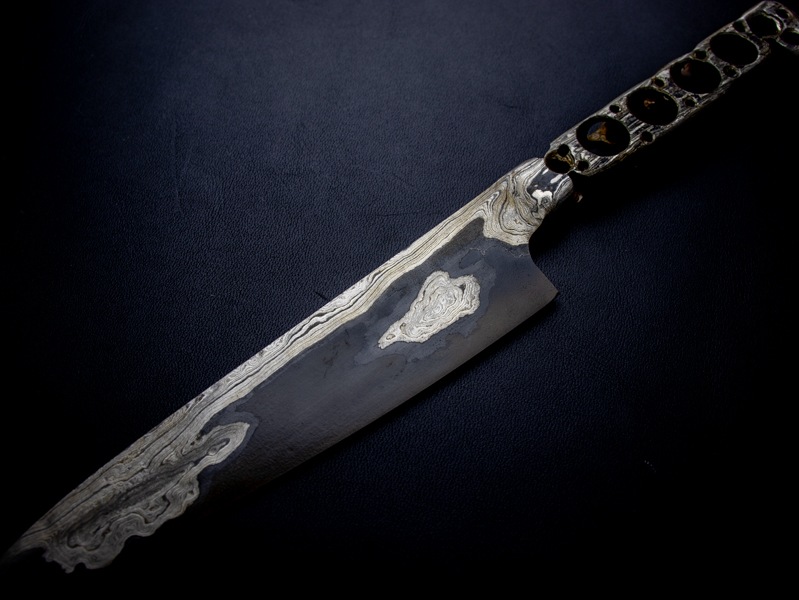 刀匠 高羽弘宗作 雅 ペティナイフ 共柄 ダマスカス薄刃 工芸包丁 高級