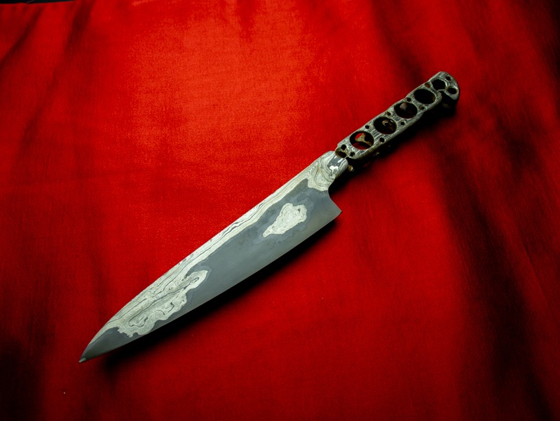 刀匠 高羽弘宗作 雅 ペティナイフ 共柄 ダマスカス薄刃 工芸包丁 高級