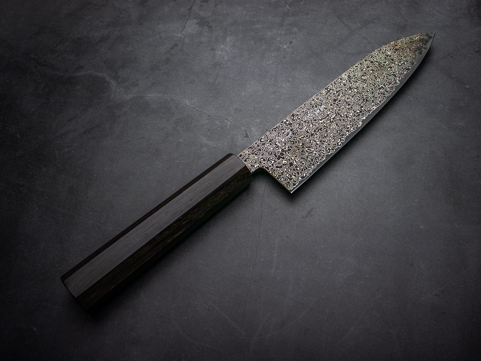 美濃國山秀作 3019b 和三徳 180mm SG2 黒染 ニッケルダマスカス 両刃