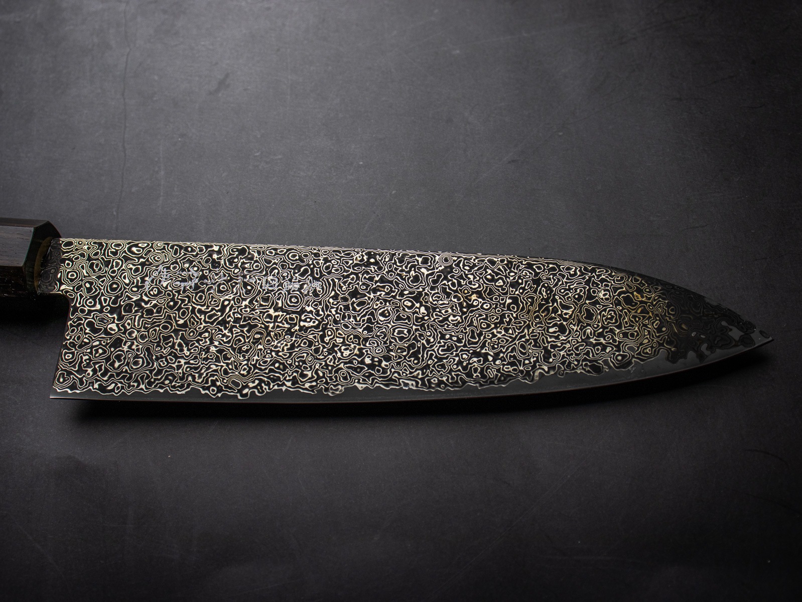 美濃國山秀作 3019b 和三徳 180mm SG2 黒染 ニッケルダマスカス 両刃