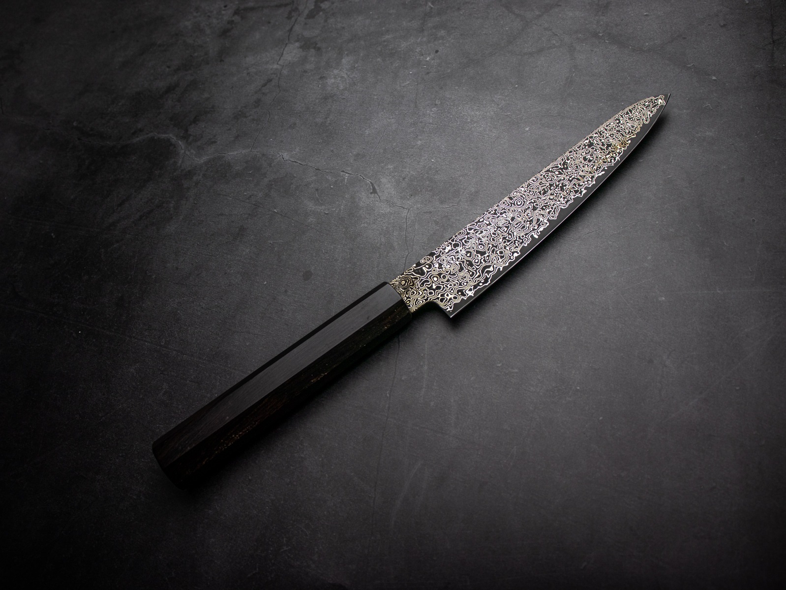 美濃國山秀作 3020b 和ペティ 150mm SG2 黒染 ニッケルダマスカス 両刃