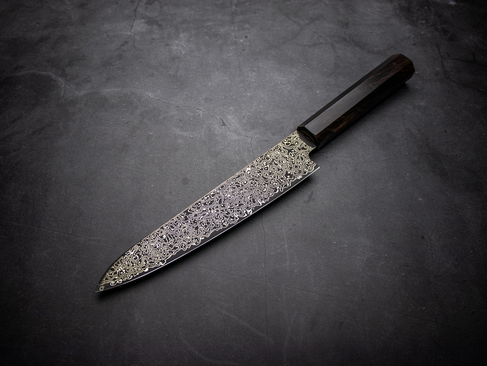美濃國山秀作 3020b 和ペティ 150mm SG2 黒染 ニッケルダマスカス 両刃