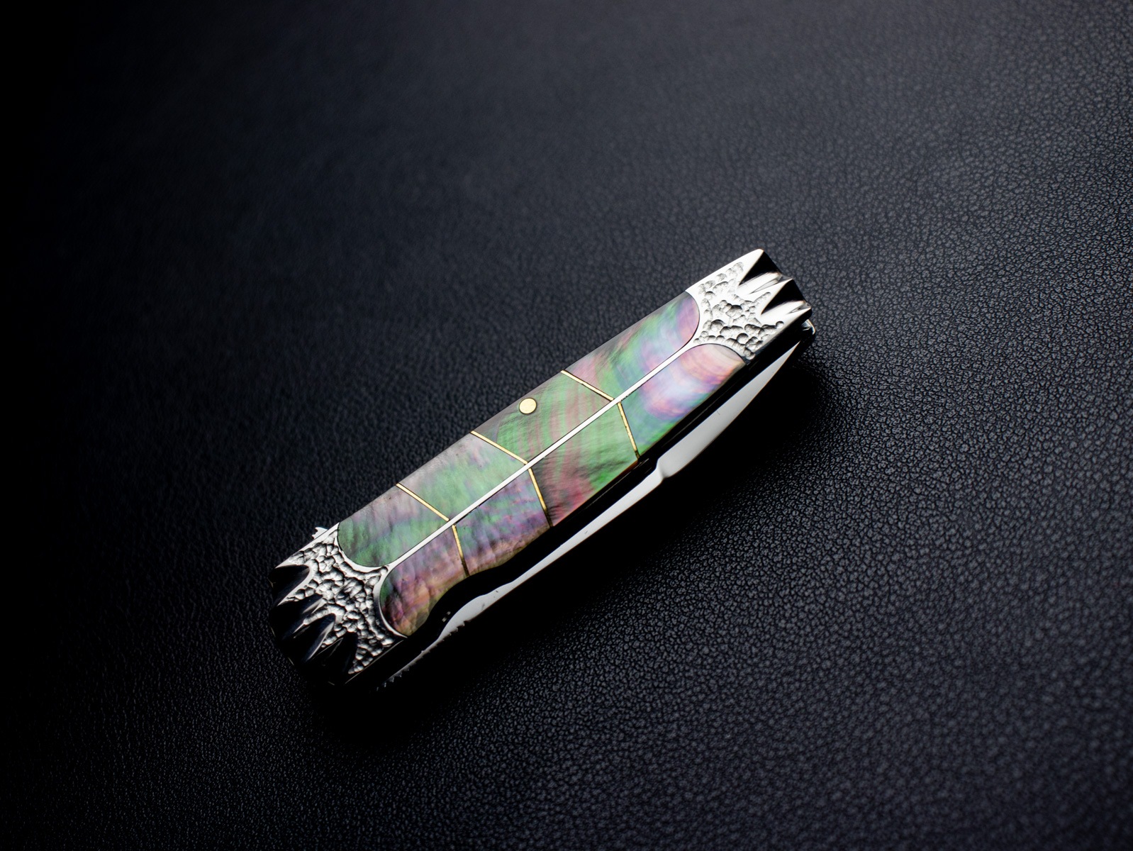原幸治 作 トニーミニ 螺鈿 ブラックパール カスタムナイフ Koji Hara