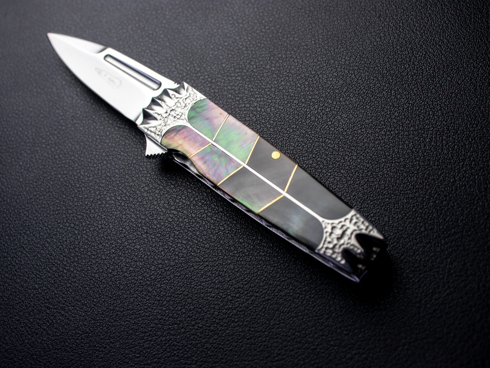 原幸治 作 トニーミニ 螺鈿 ブラックパール カスタムナイフ Koji Hara