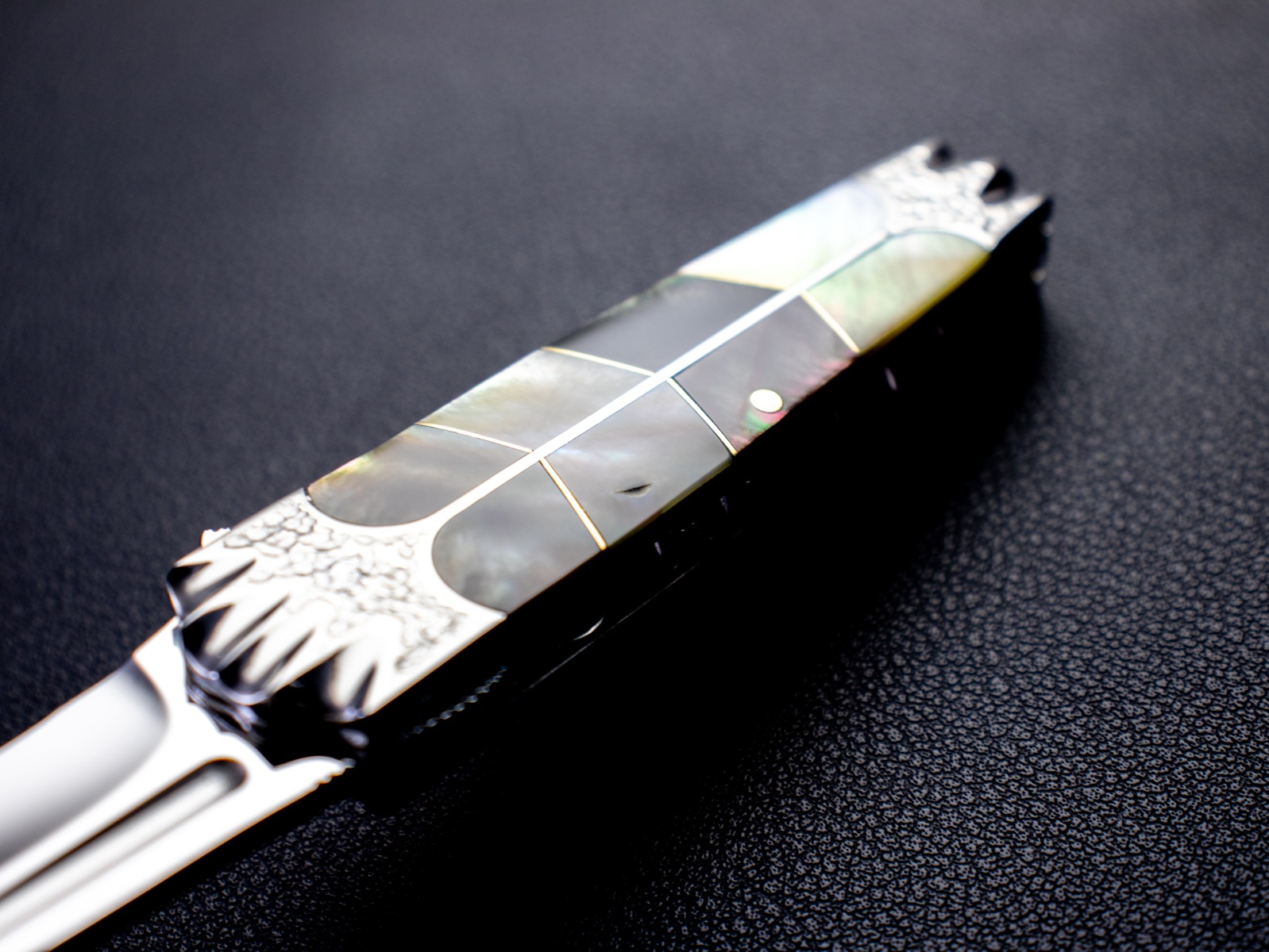 ナイフ　銀貨　ヴィンテージ　ダンヒル　エロア 原幸治 作 トニーミニ 螺鈿 ブラックパール カスタムナイフ Koji Hara