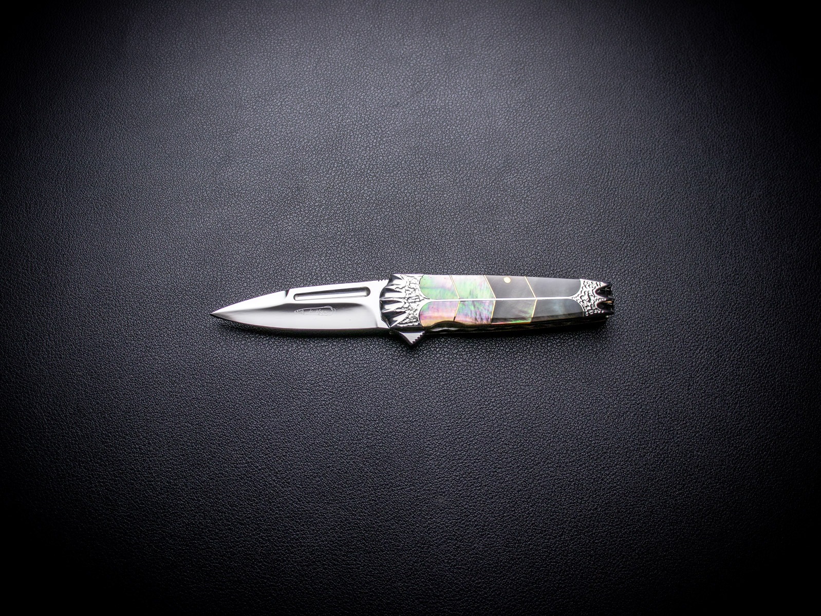 原幸治 作 トニーミニ 螺鈿 ブラックパール カスタムナイフ Koji Hara