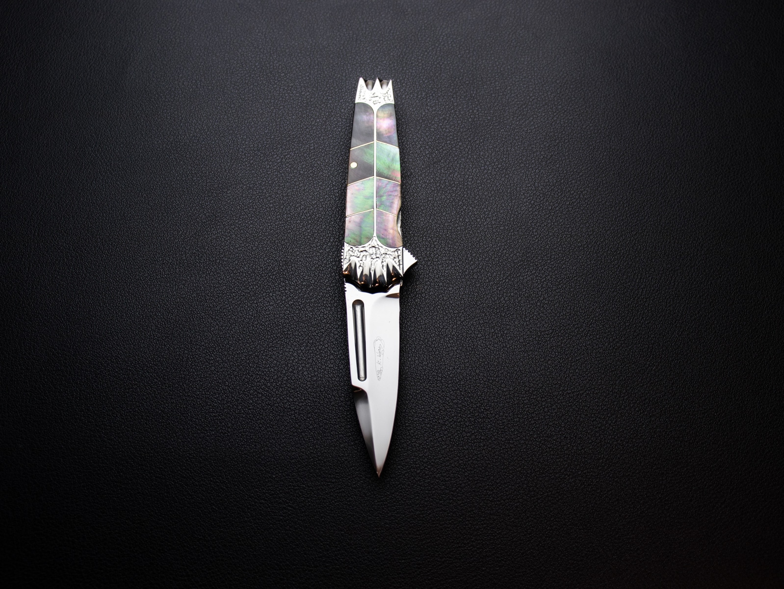 原幸治 作 トニーミニ 螺鈿 ブラックパール カスタムナイフ Koji Hara