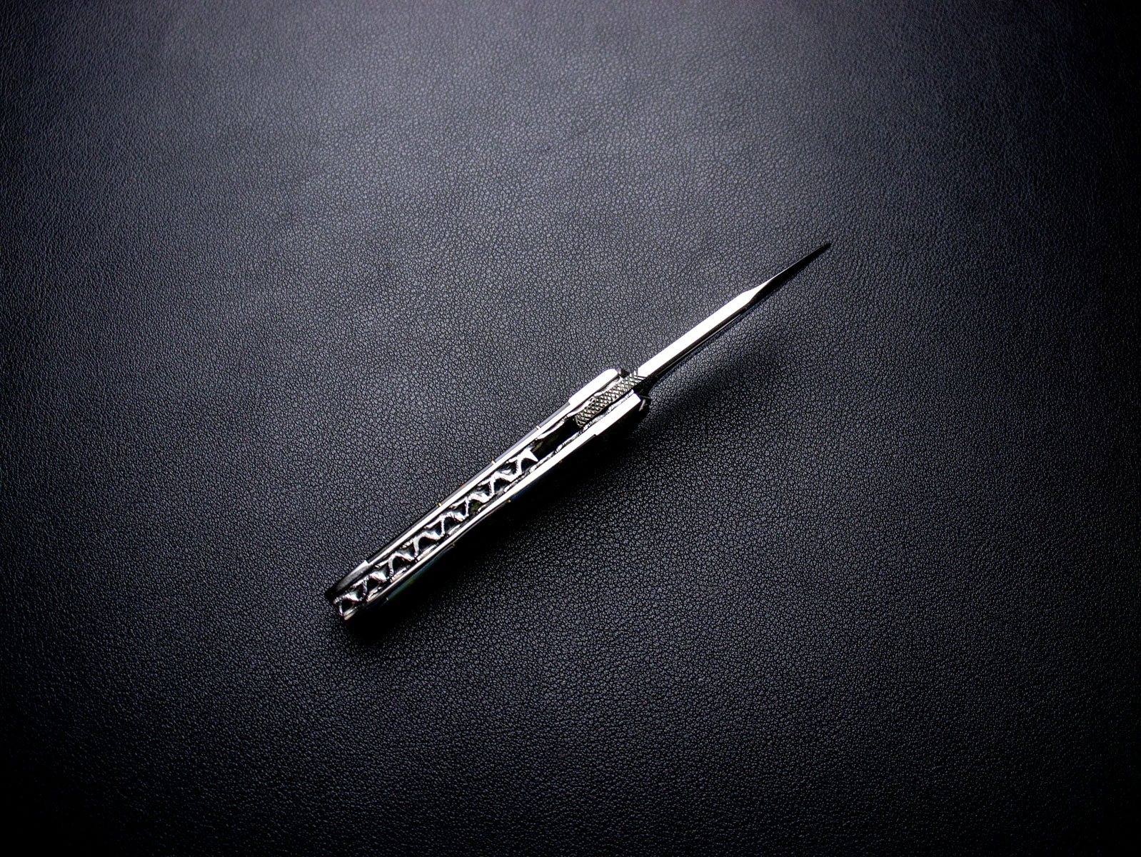 原幸治 作 トニーミニ 螺鈿 ブラックパール カスタムナイフ Koji Hara