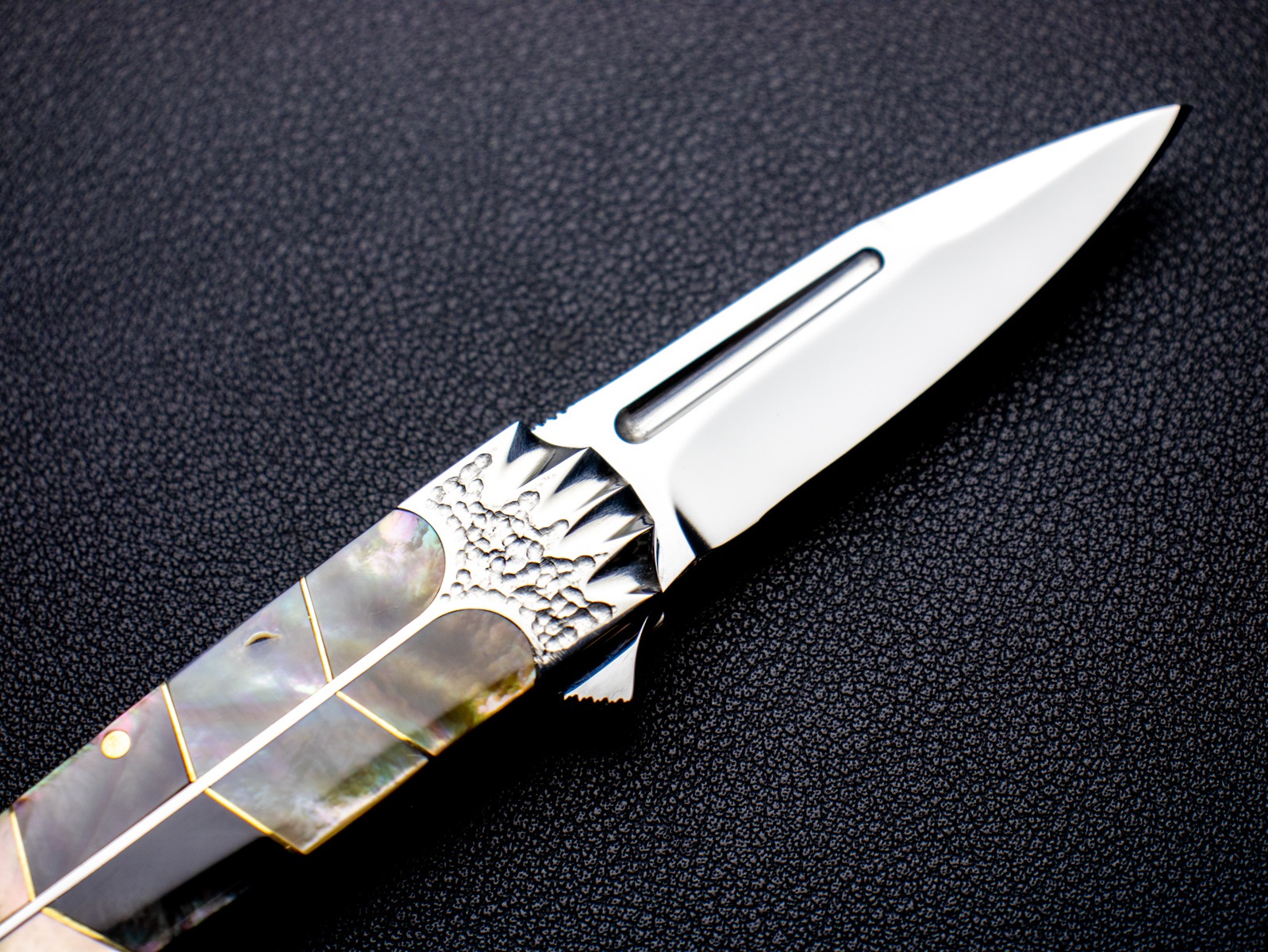 原幸治 作 トニーミニ 螺鈿 ブラックパール カスタムナイフ Koji Hara
