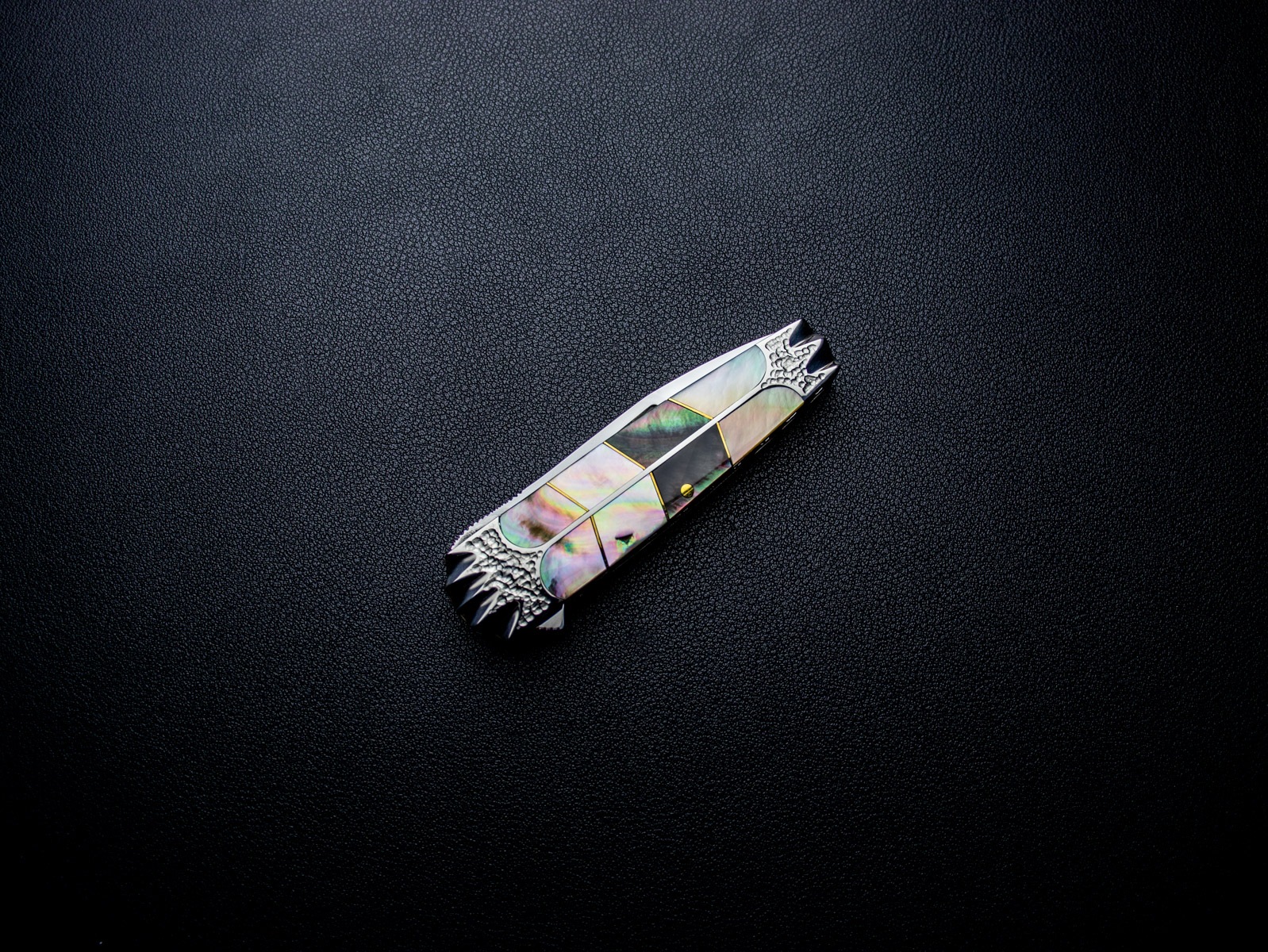 原幸治 作 トニーミニ 螺鈿 ブラックパール カスタムナイフ Koji Hara