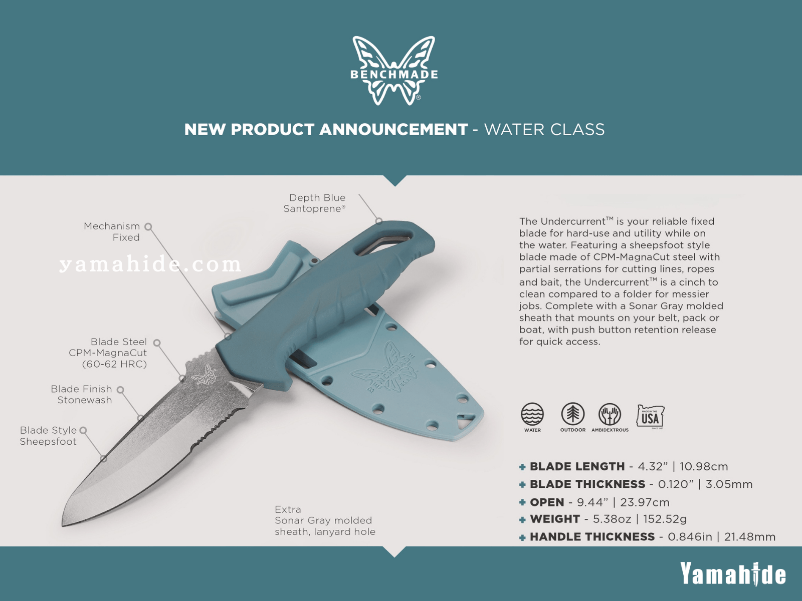 BENCHMADE ADIRA 18060BT-01 テンペストグレイ 釣り 海釣り フィッシング