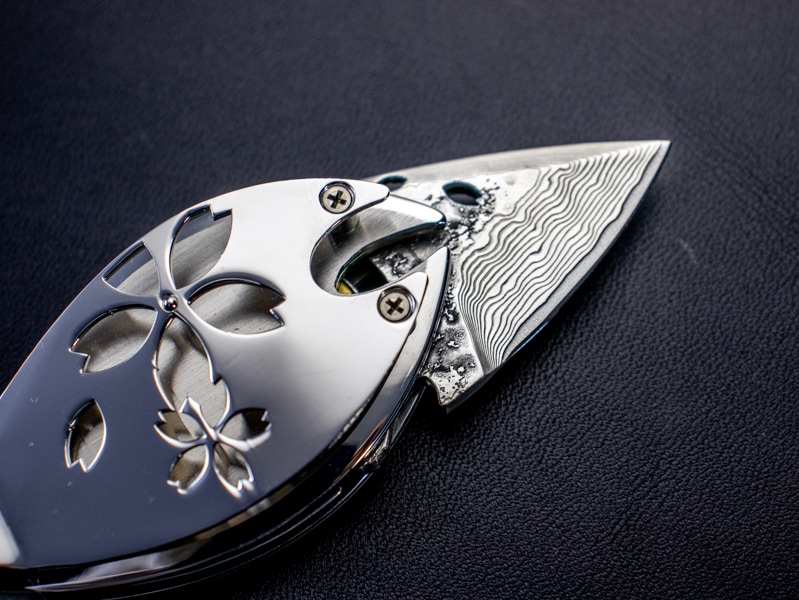 在庫あり原 龍一 作 花王 サテン VG-10 ダマスカス 折り畳みナイフ Dew