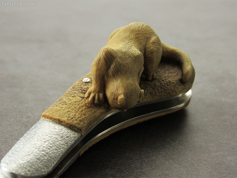 中山 英俊 作 ねこ 折り込み ツゲ フォールディングナイフHidetoshi