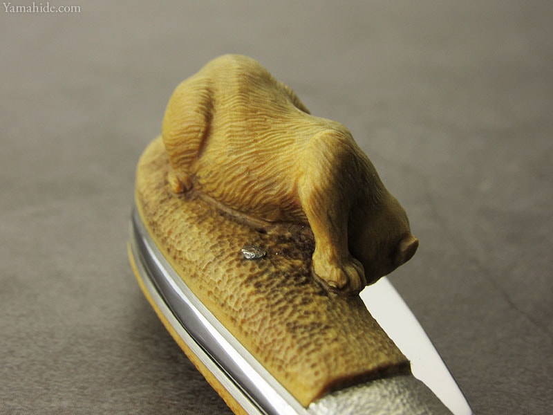 中山 英俊 作 ねこ 折り込み ツゲ フォールディングナイフHidetoshi