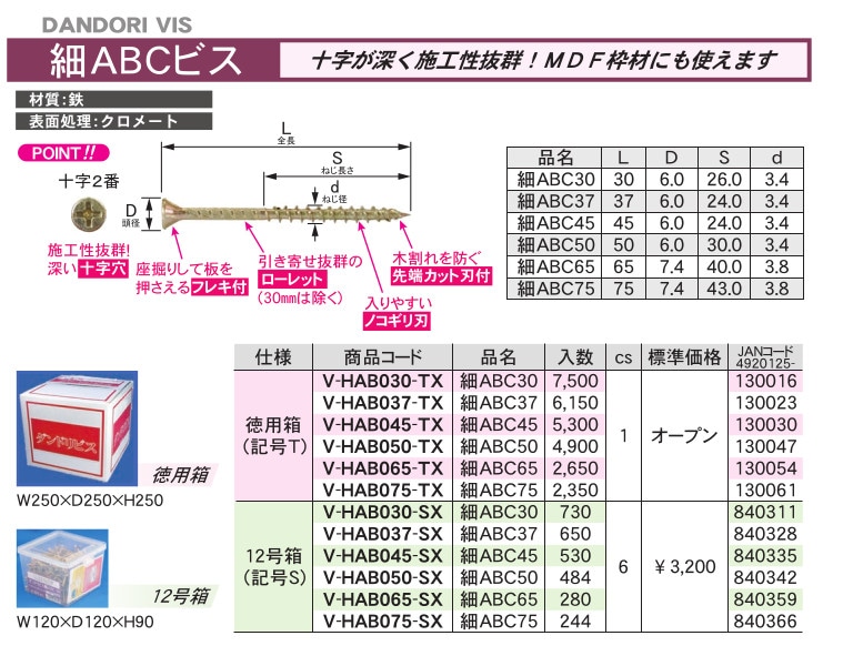 ダンドリビス 細ABC65 徳用箱 2650本 - 1