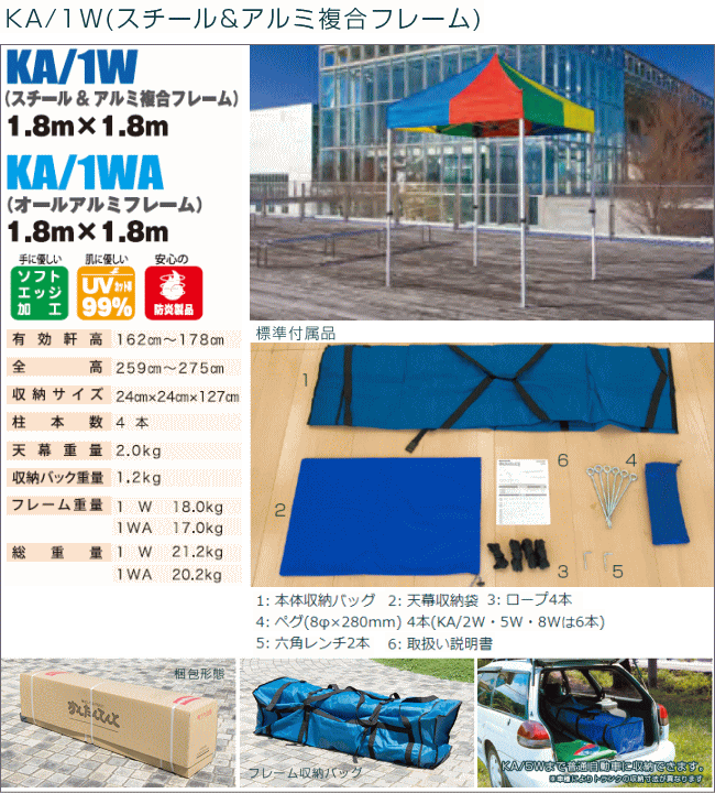 テント市場 / かんたんてんと キングサイズ：KA-10W 3.6×5.4m