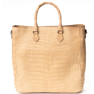 天然ヌメクロコダイル スクエアトート