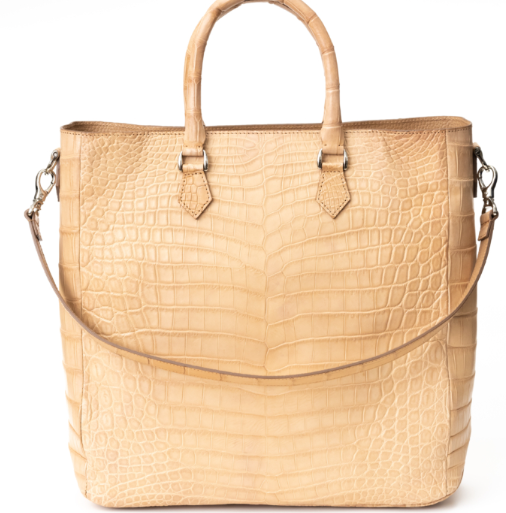 天然ヌメクロコダイル スクエアトート