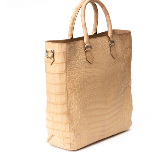 天然ヌメクロコダイル スクエアトート