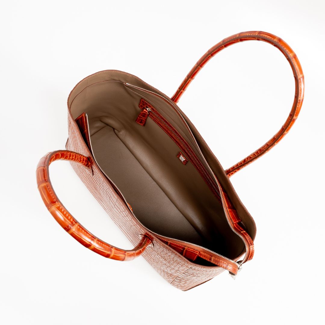 クロコダイル革プレミアムトートバッグ/ブラウン