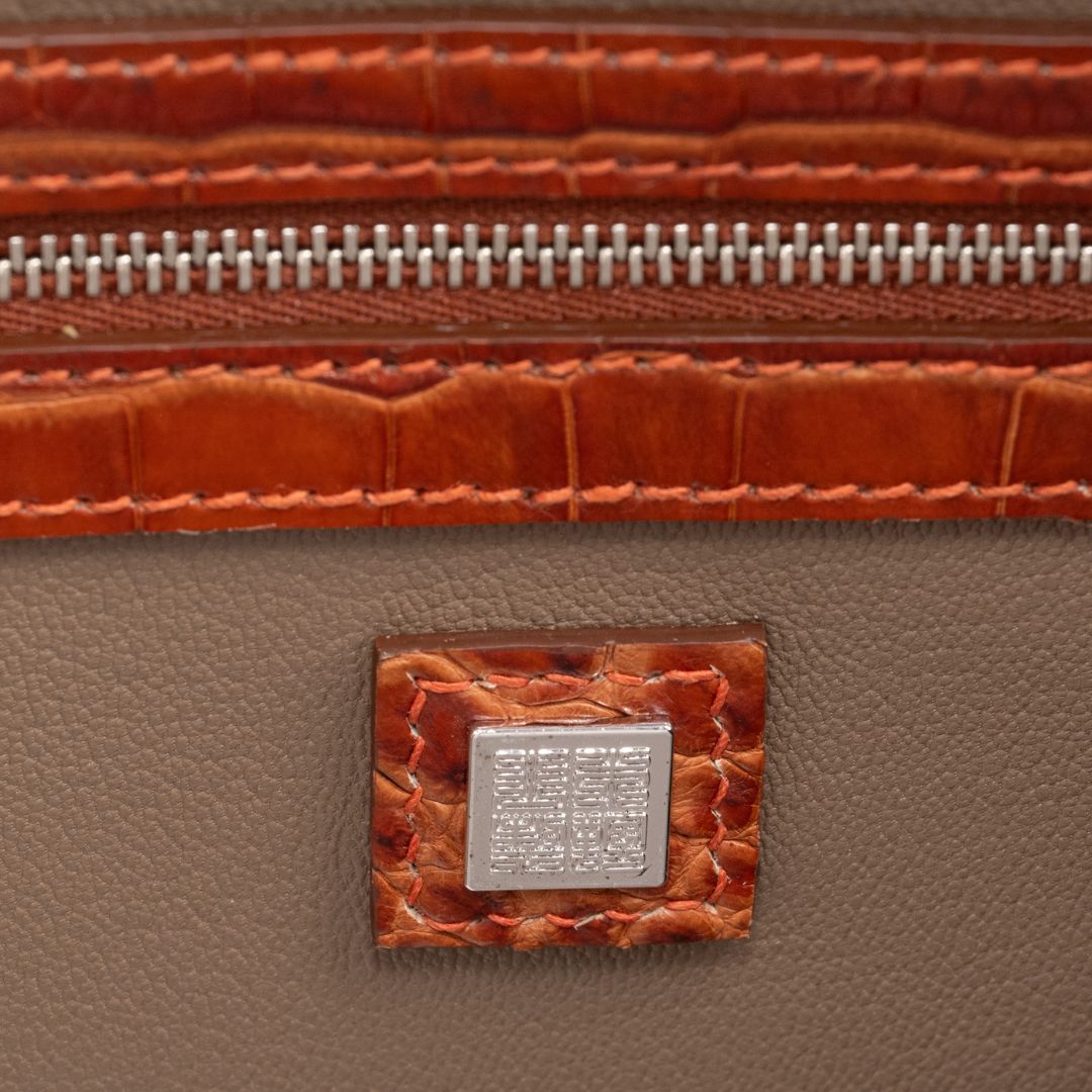 クロコダイル革プレミアムトートバッグ/ブラウン