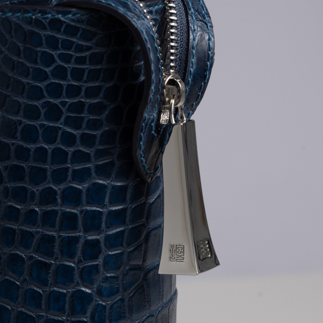 クロコダイル革プレミアムトートバッグ/ネイビー