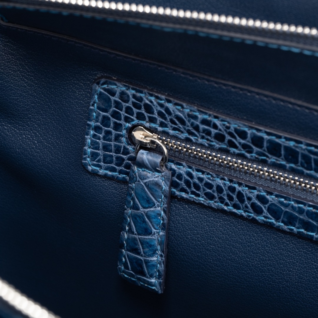 クロコダイル革プレミアムトートバッグ/ネイビー