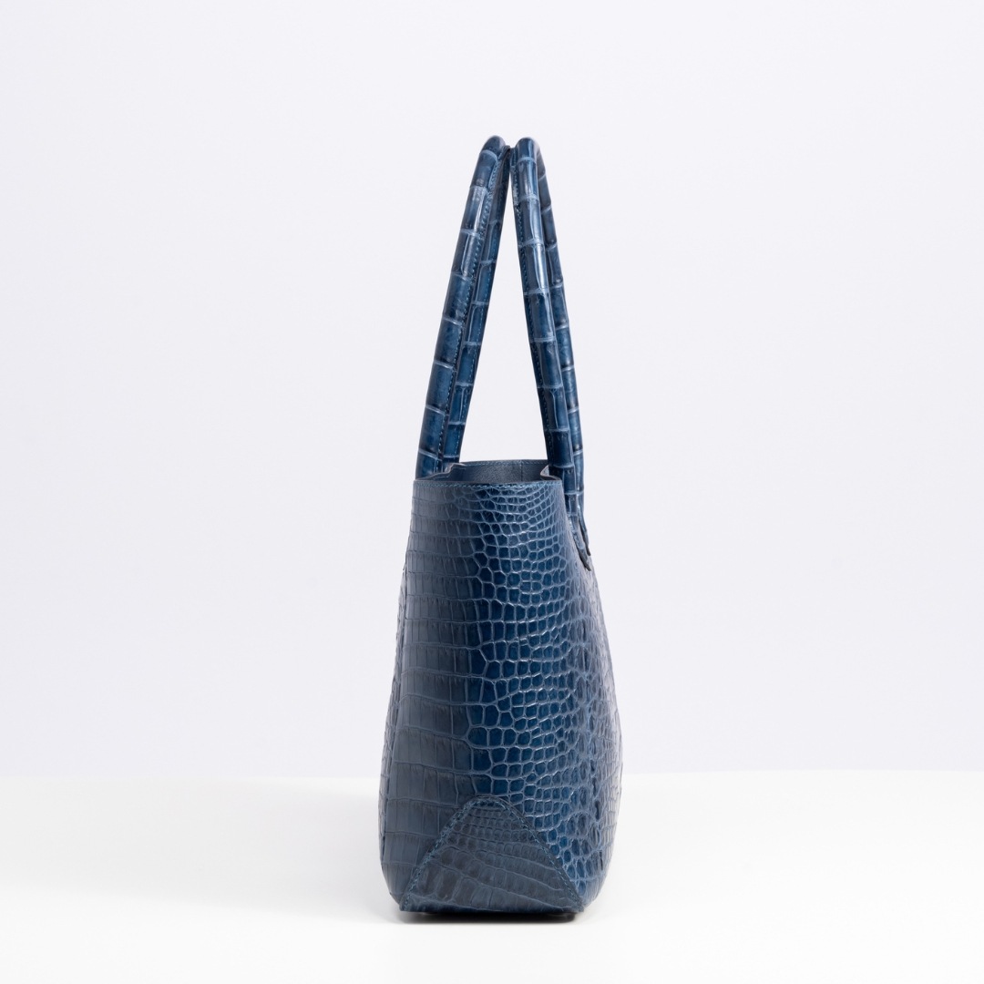 クロコダイル革プレミアムトートバッグ/ネイビー