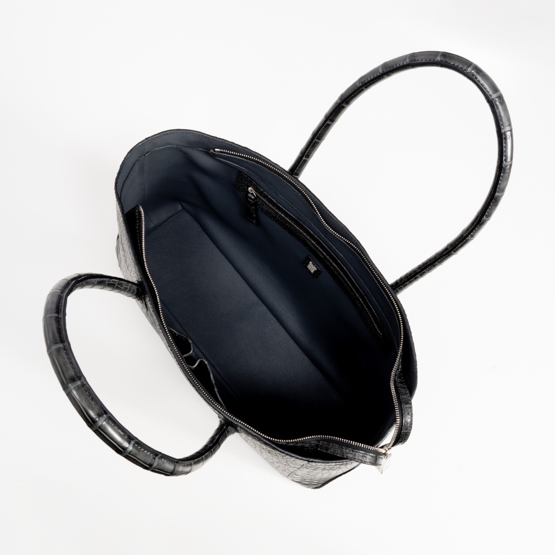 クロコダイル革プレミアムトートバッグ/グレー