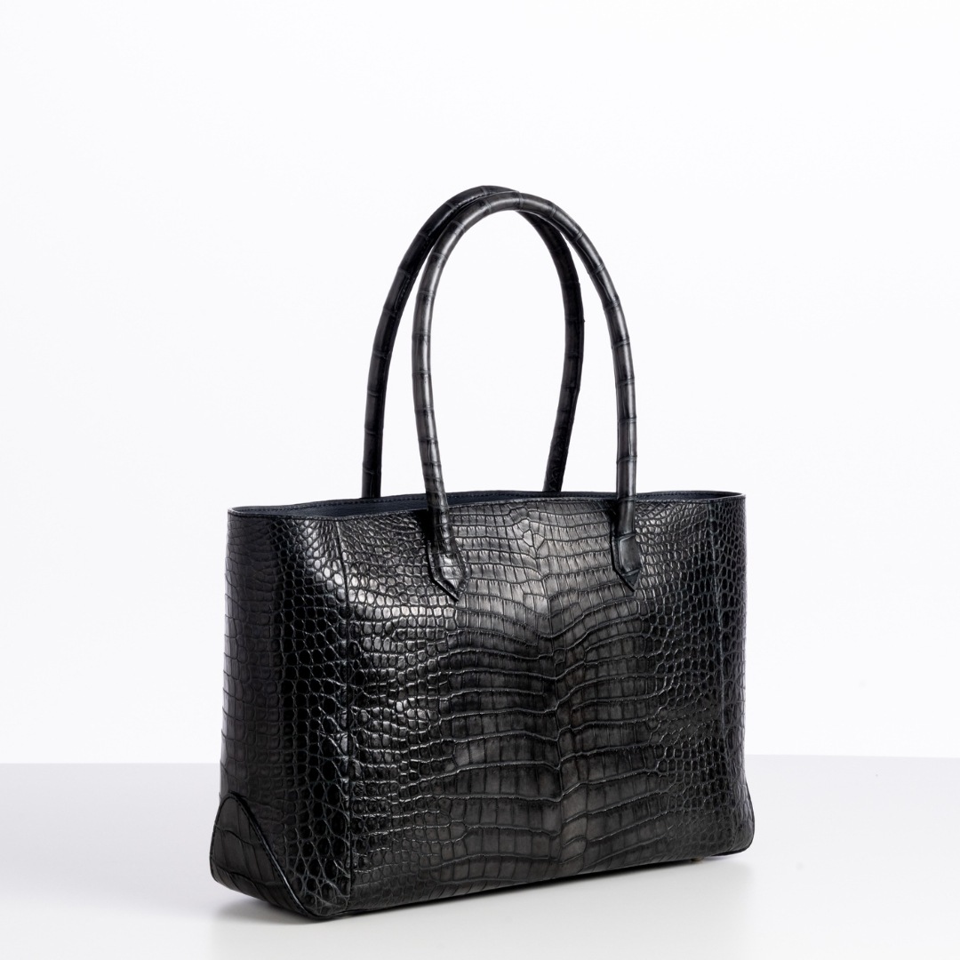 クロコダイル革プレミアムトートバッグ/グレー
