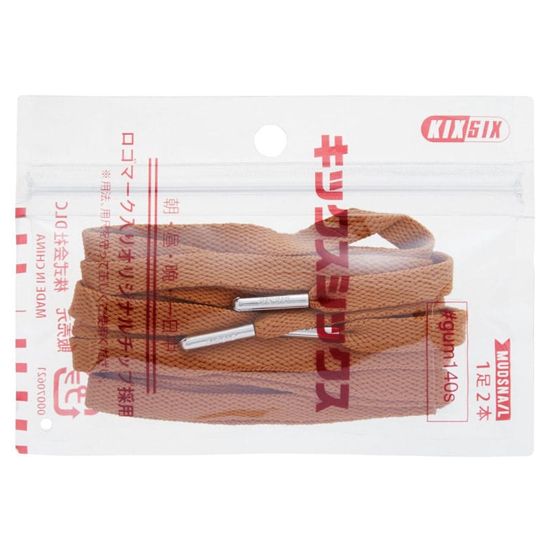 【シューレース】【平紐】KIXSIX C/O キックスシックス ベーシック シューレース BASIC SHOELACE GUM/silver KX-02BS-GM メンズ レディース アクセサリー ガム