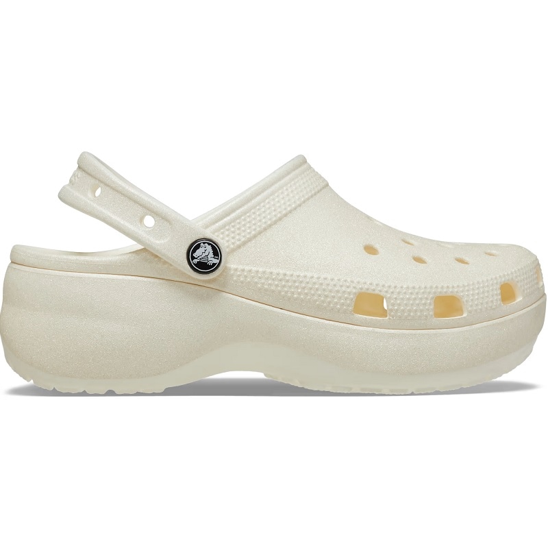 【グリッター】【プラットフォーム】crocs C/O クロックス ウィメンズ クラシック プラットフォーム グリッター クロッグ CLASSIC PLATFORM GLITTER CLOG W Chalk 207241-0WV チョーク