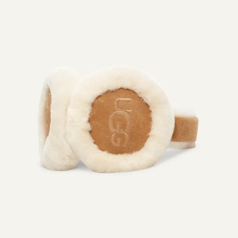 UGG C/O W SHEEPSKIN EMBROIDERY EARMUFF Chestnut 20955-CHE｜アメ横